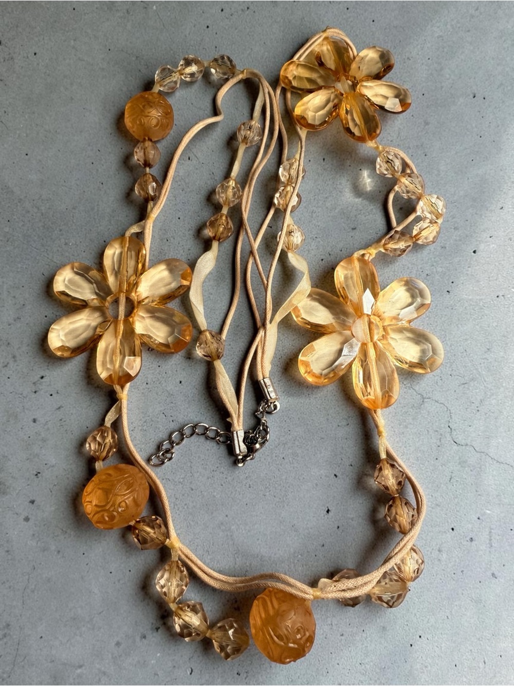 Amber Floral Beaded Necklace - Women Jewelry